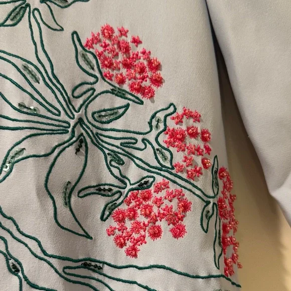 Carolina Herrera Sky Blue Dress with Pink Floral Design - Picture 4 of 4